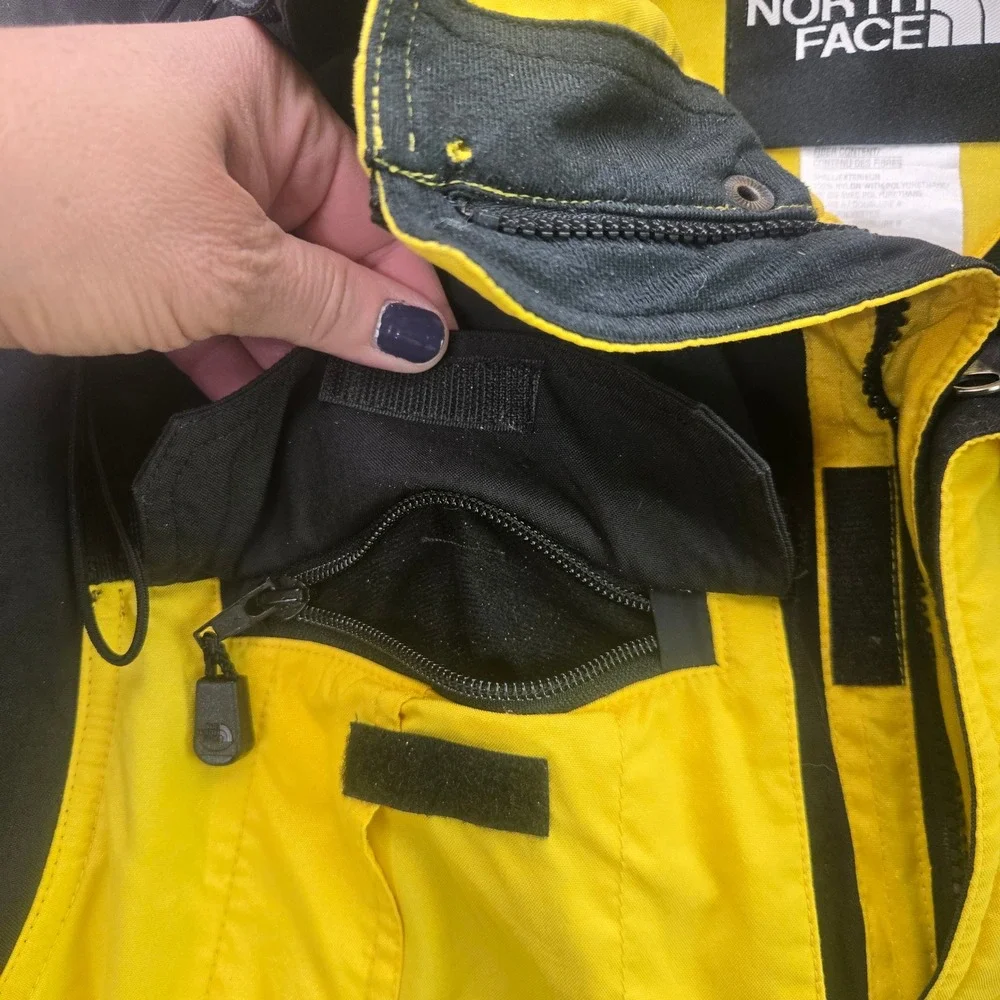The North Face Ski Jacket Extreme Gear XL Yellow Black Vintage Hooded Coat Mens
